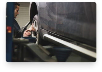 Mechanic changing a tire
